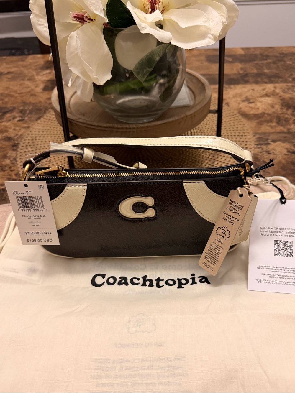 Coach Coachtopia Black & White Bowling Bag